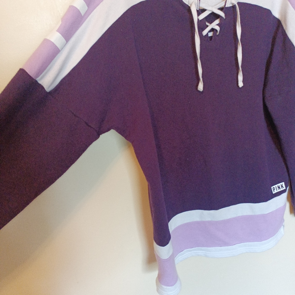PINK long sleeve lace up T-shirt. - Picture 6 of 7